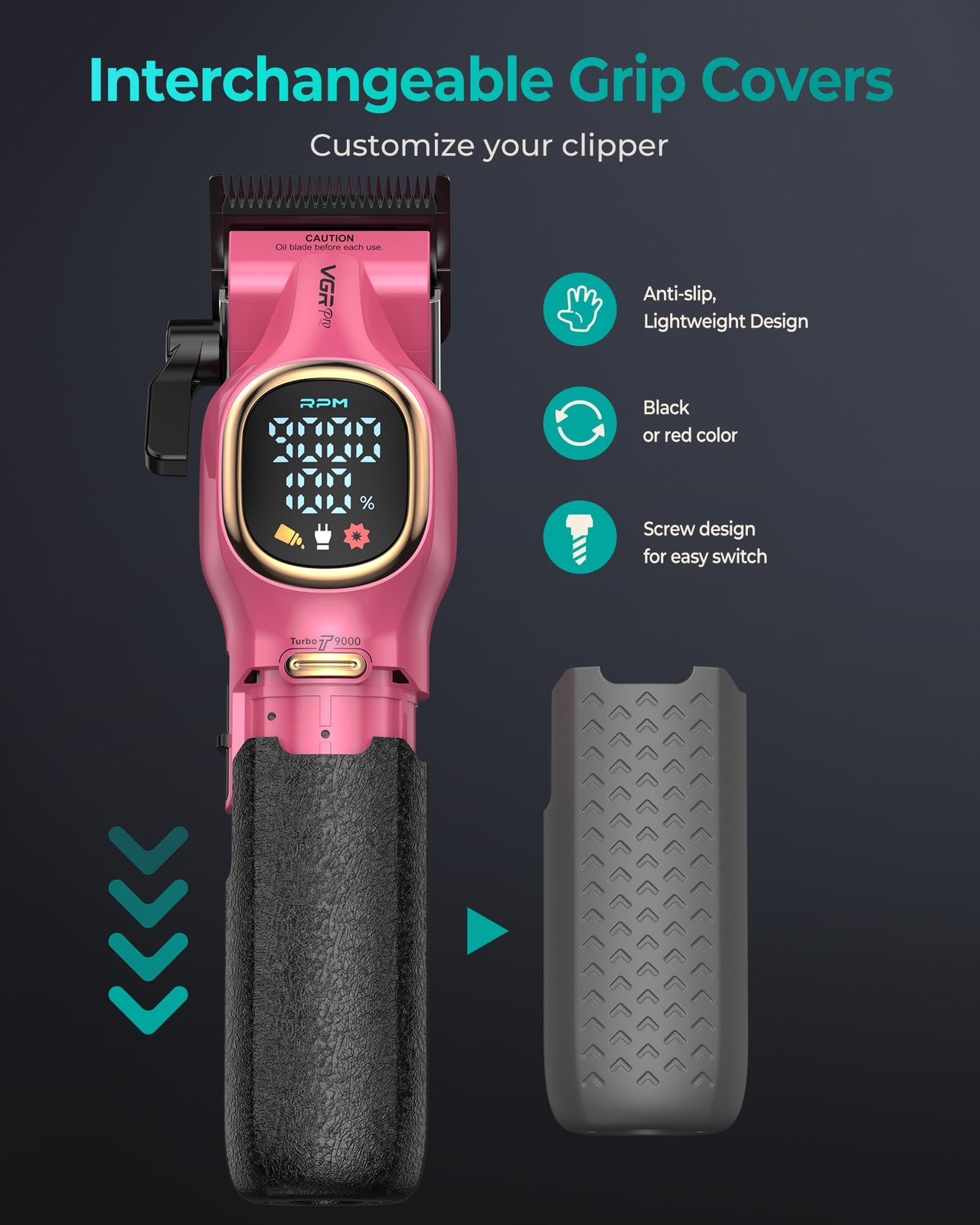 VGRPRO Professional Hair Clippers for Men, Barber Pink