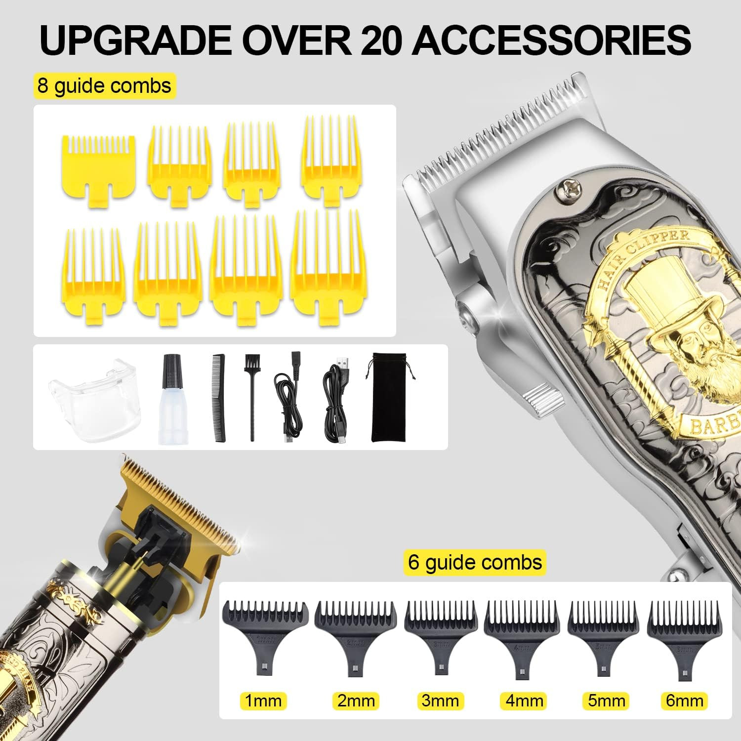 Hair Clippers for Men T-Blade Trimmer Set, Men Professional Cordless Rechargeabl