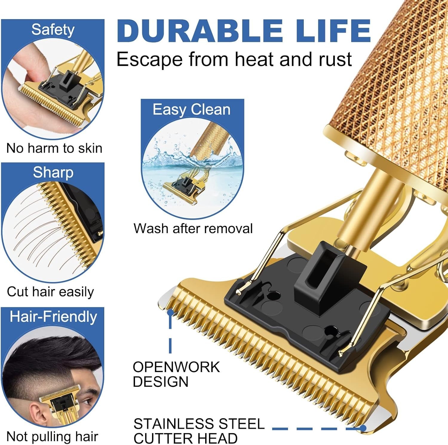 Professional Men’s Hair Clipper – T-Blade Trimmer with 180 Min Battery Life