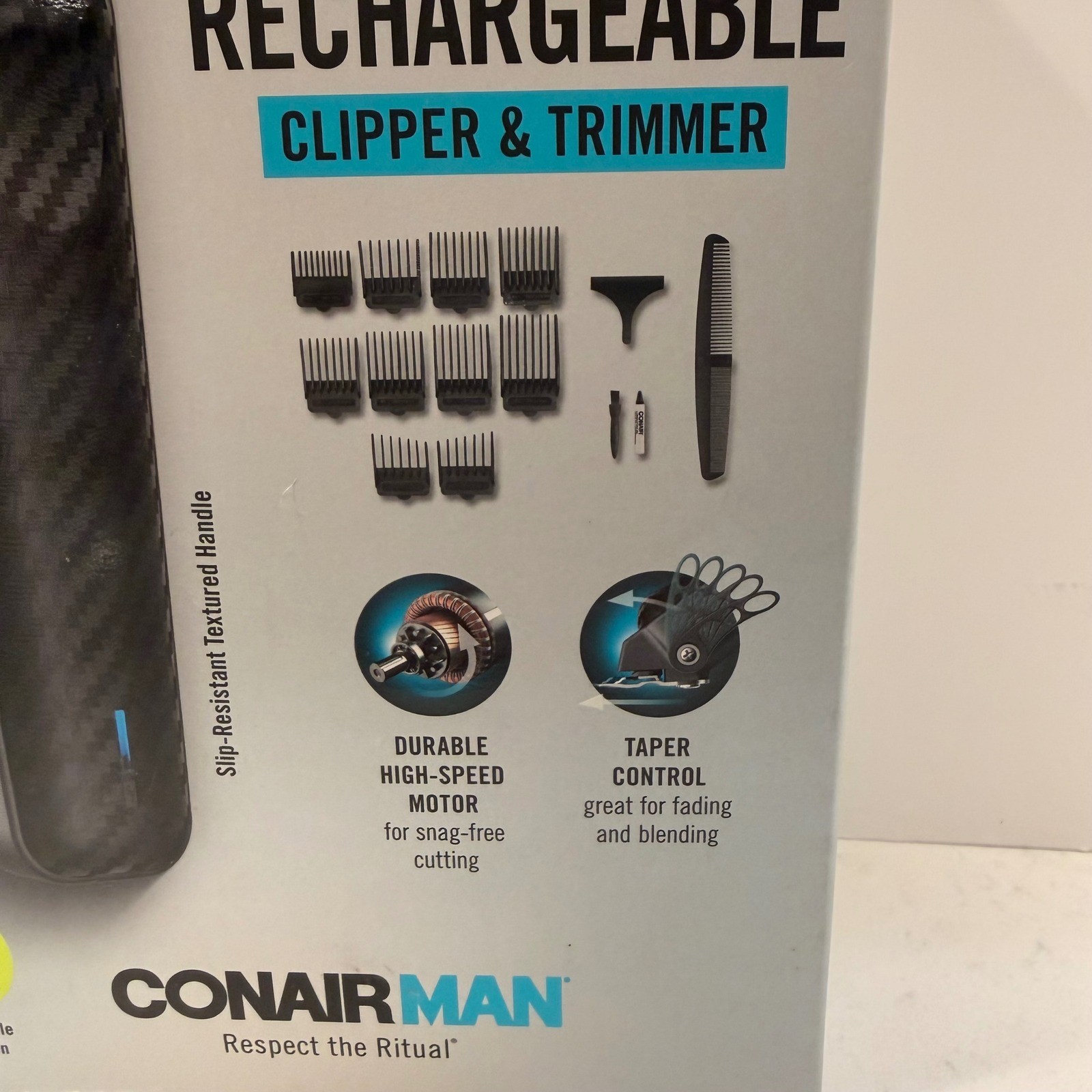 Conair Man Clipper Trimmer Lithium Ion Cordless Rechargeable 17 Pc Carry Case