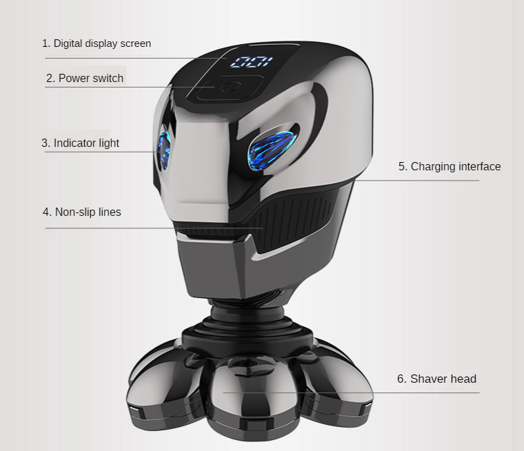 5 IN 1 7D Rotary Electric Shaver Rechargeable Bald Head Shaver Beard Trimmer Men