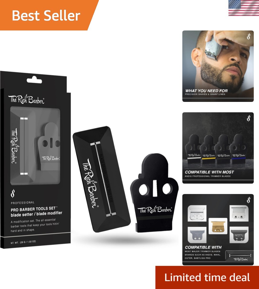 Pro Barber Tools Set – 1-Minute Blade Modifier & 10-Second Setter for Precision