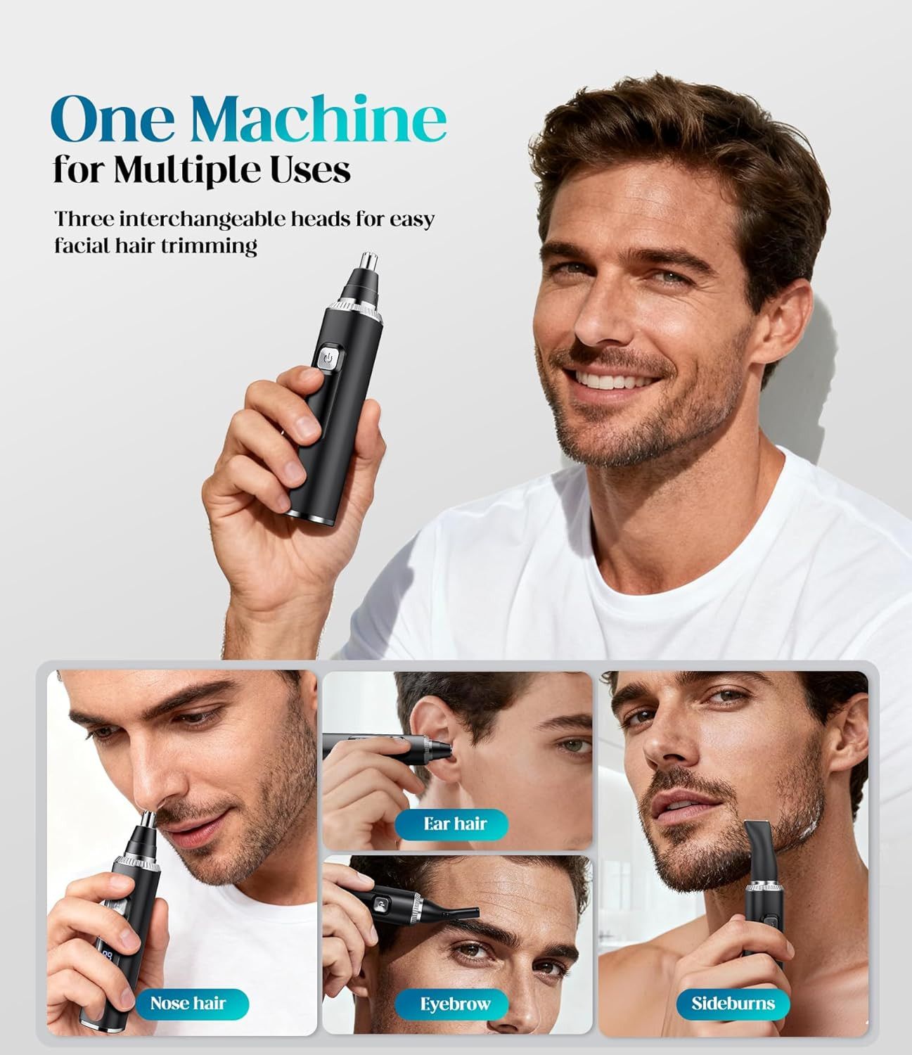 Nose Hair Trimmer for Men and Women, Type-C Rechargeable Precision Groomer with