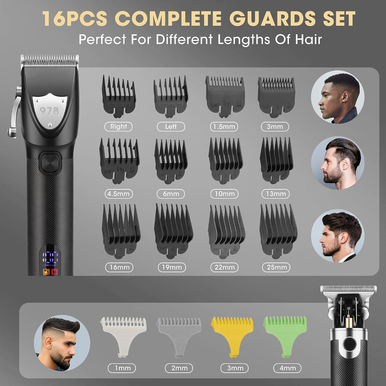 Professional Hair Clippers & Trimmers Set with Travel Case for Men
