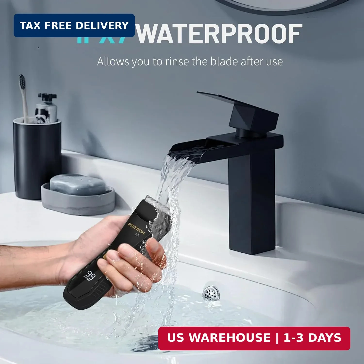 PRITECH Manscape Body Hair Trimmer – Waterproof Pubic Hair Ball Trimmer, Ceramic