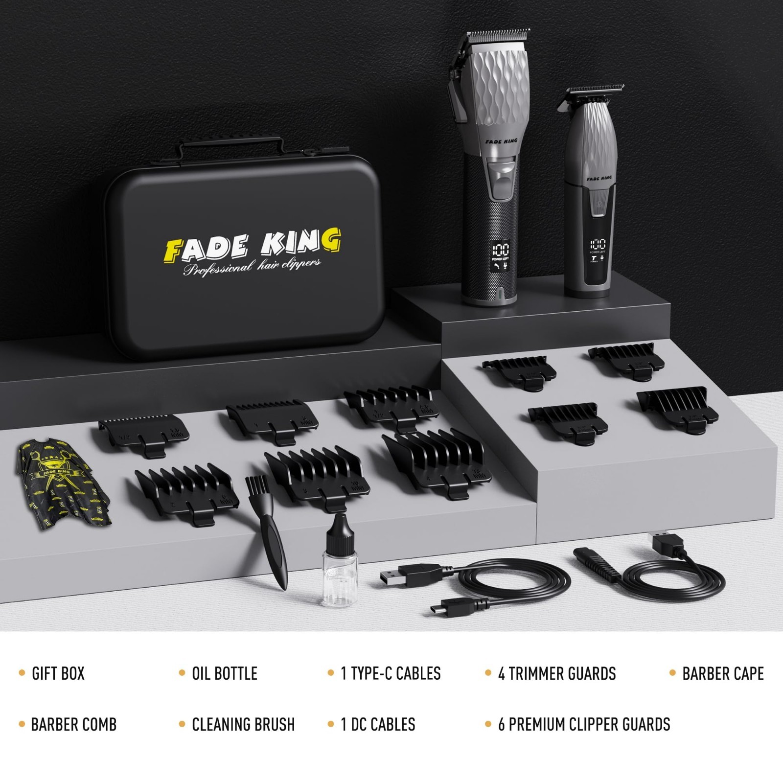 Professional Hair Clippers for Men, Cordless Beard Trimmer Kit, Zero-Gap Barber