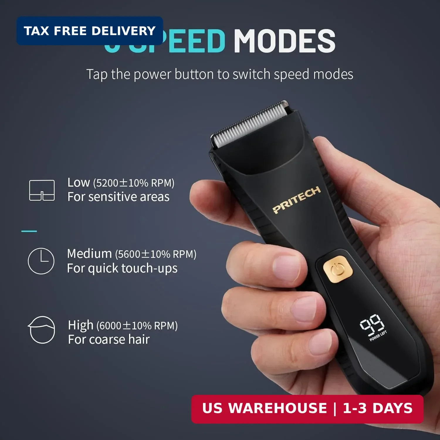 PRITECH Manscape Body Hair Trimmer – Waterproof Pubic Hair Ball Trimmer, Ceramic