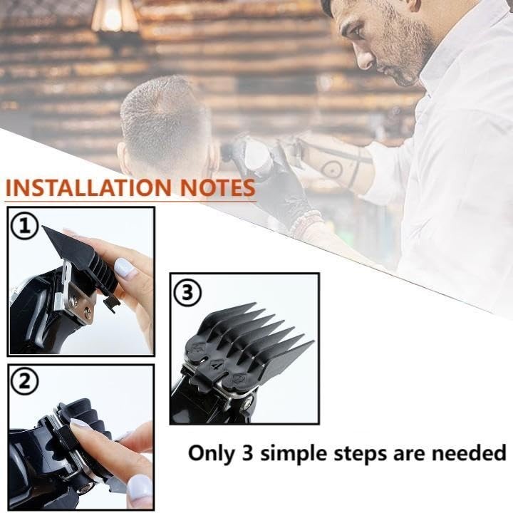 Professional Hair Clipper Combs Guides Set 1/16 To 1 Size Range Black 8 Pieces
