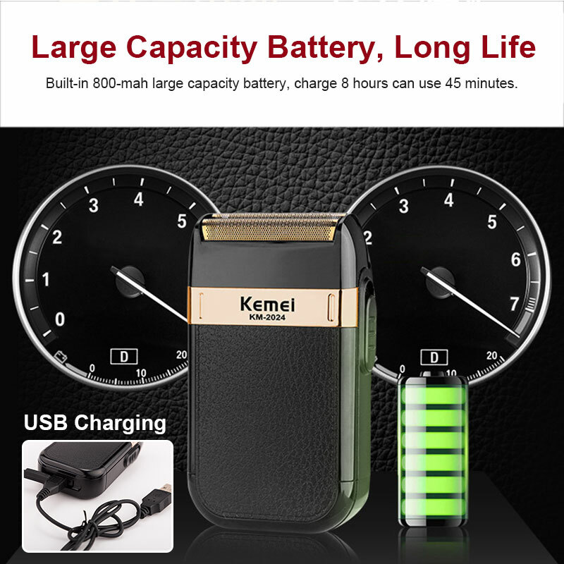 USB Electric Mini Shaver Razor Beard Barber Hair Clipper Trimmer Machine kemei