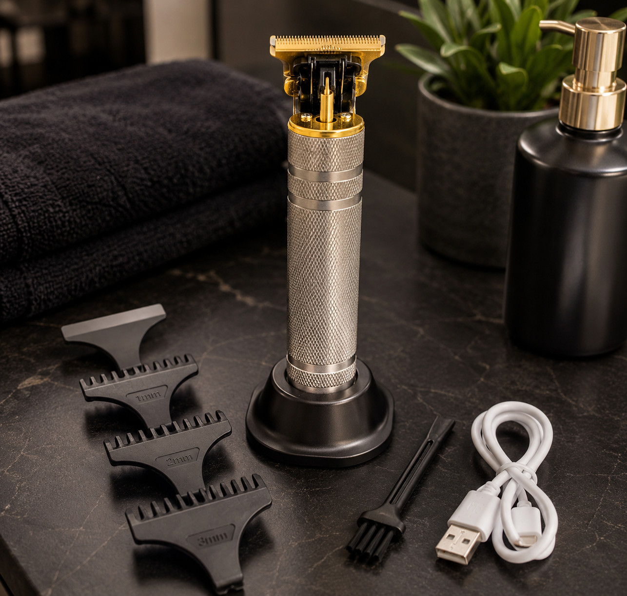 Vintage T9 Barbeador Gold Silver Beard Hair Trimmer Cutter Machine for Men