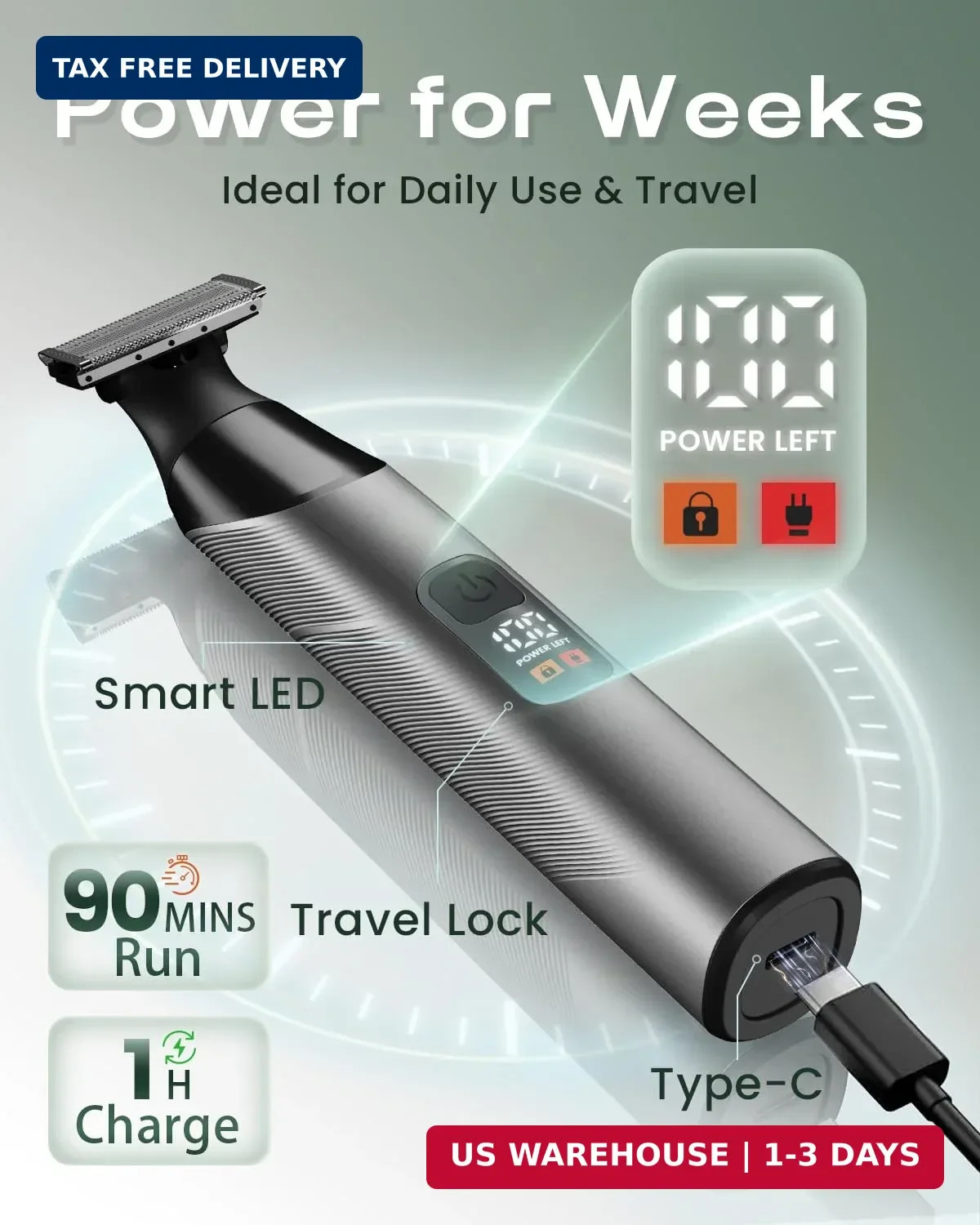 Prettywill Beard Trimmer for Men & Body Hair Trimmer, Dual-Sided Blade for Beard