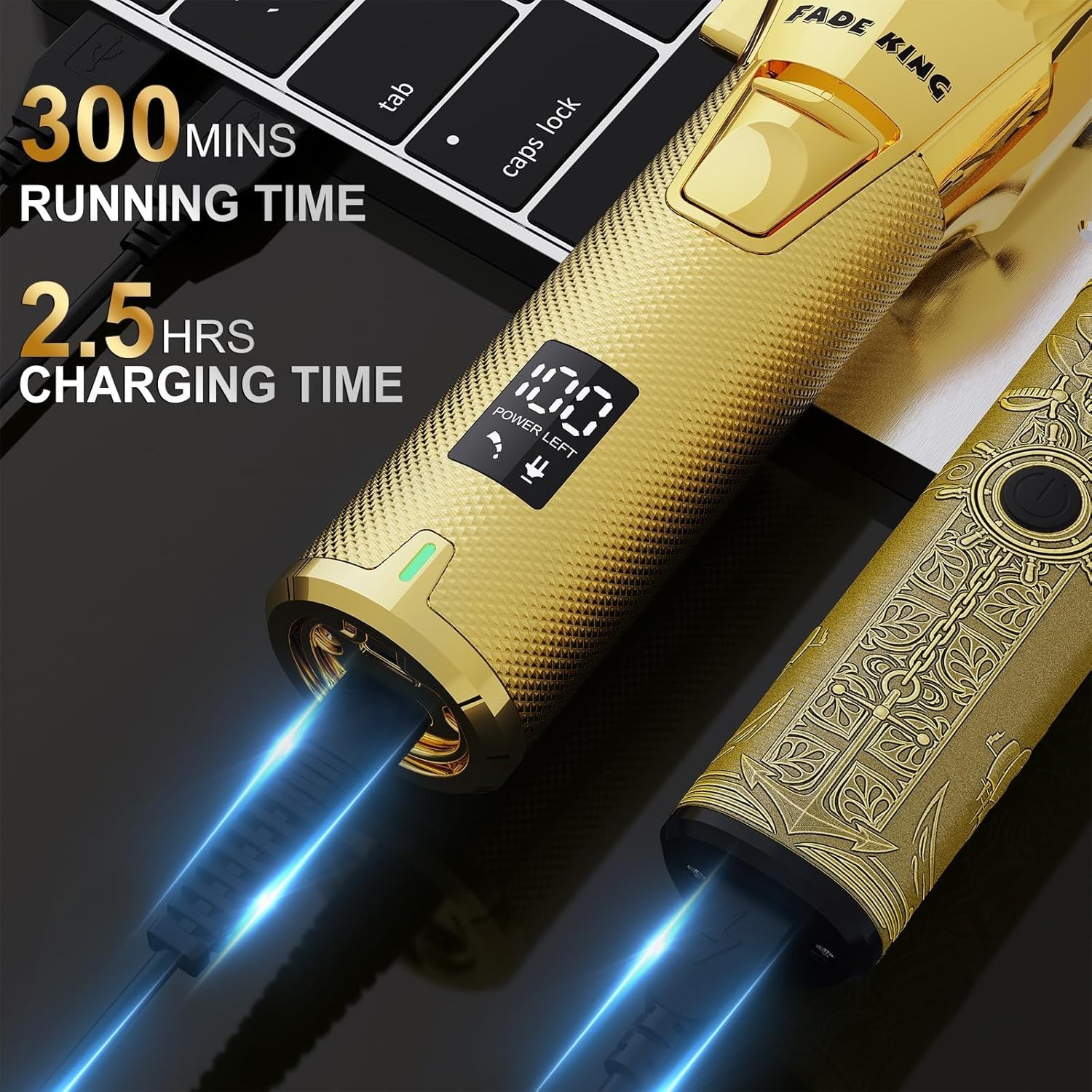 Professional Cordless Hair Clippers & Beard Trimmer Set – Gold & Bronze Style