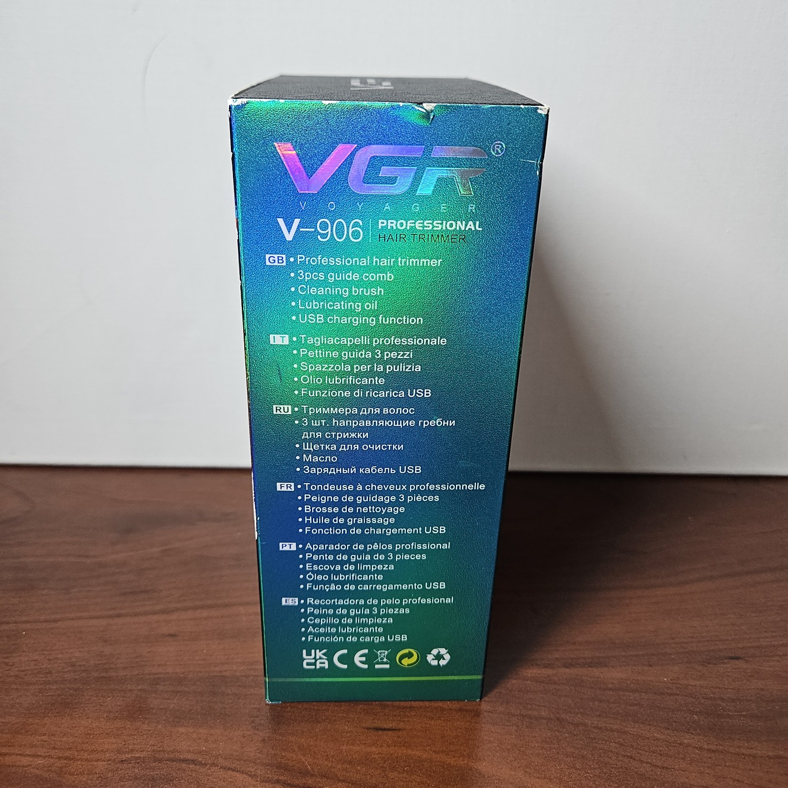 VGR Voyager V-906 Cordless Hair Trimmer USB Charging LED Display Black Gold