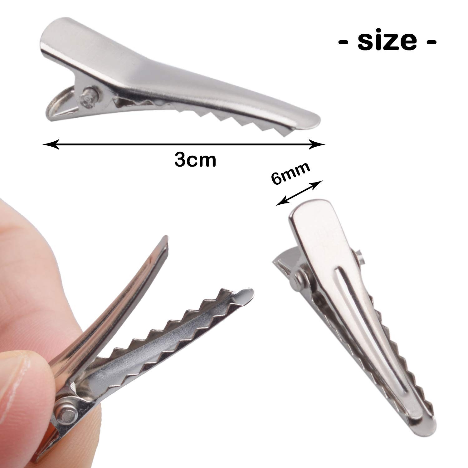 30MM Small Alligator Hair Clips, 100 Pieces 100 Count (Pack of 1), Silver