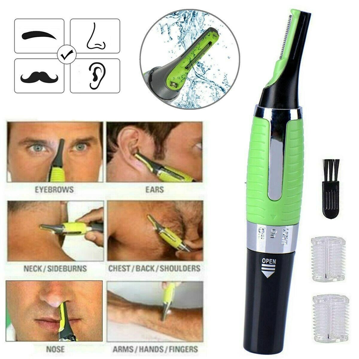 Men’s Nose Ear Face Neck Eyebrow Hair Mustache Beard Trimmer Shaver Clipper US