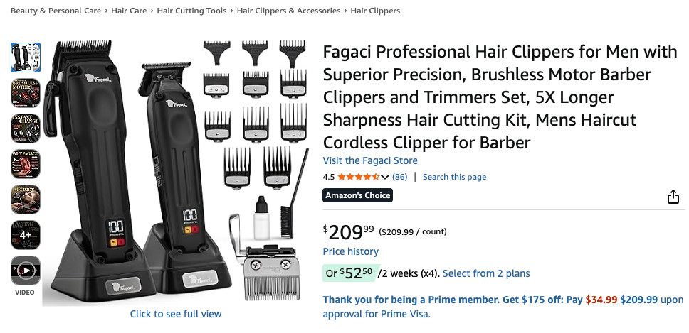 New Seal Fagaci Professional Hair Clippers DLC Blade High Torque Vector Motor
