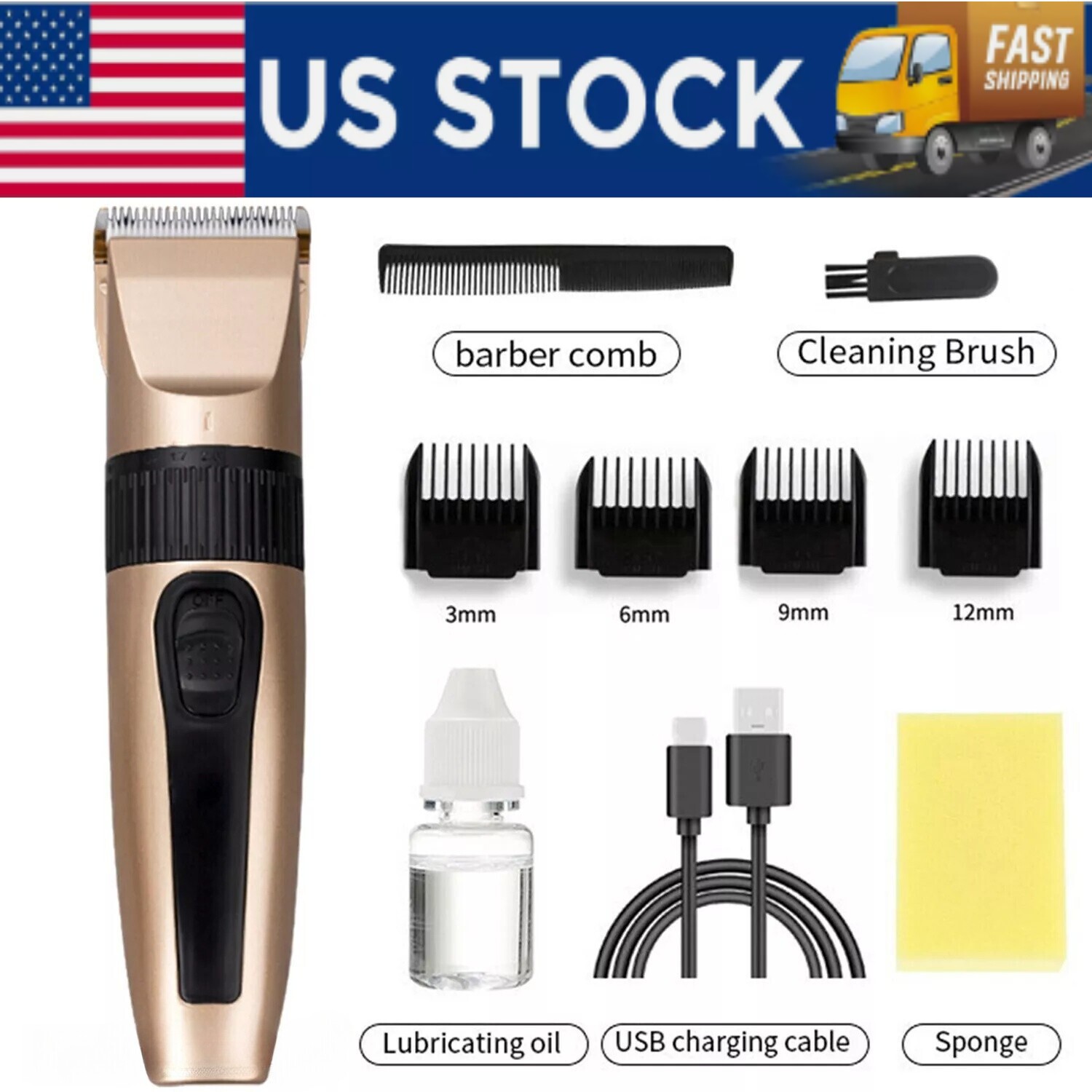 Mens Professional Hair Clippers Trimmer Barber Hair Cutting Kit Machine Cordless
