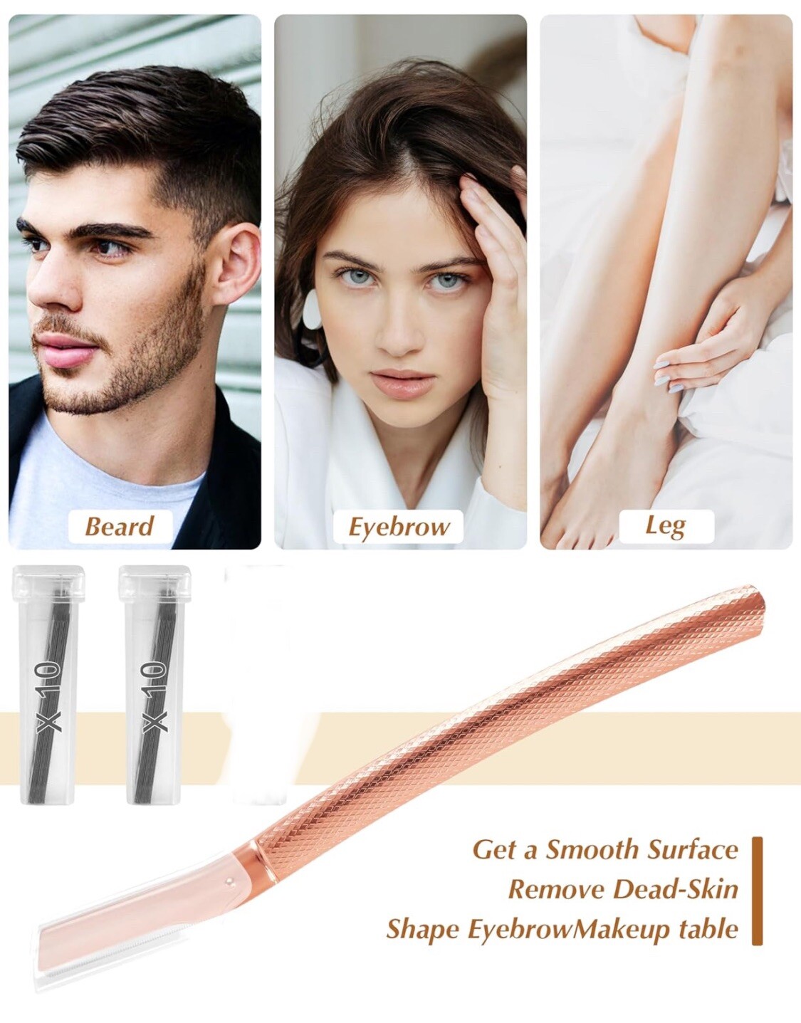Eyebrow Razor,Face Facial Fuzz Razor for Men Beard Trimmer Shaper with 20 Blades