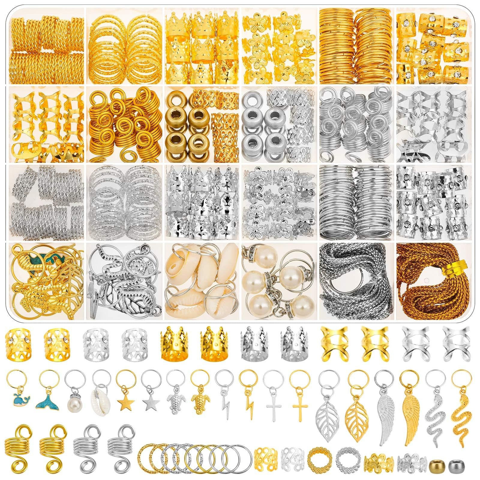 324 Pcs Gold and Silver Hair Jewelry for 1 Count (Pack of 324), Multicolor
