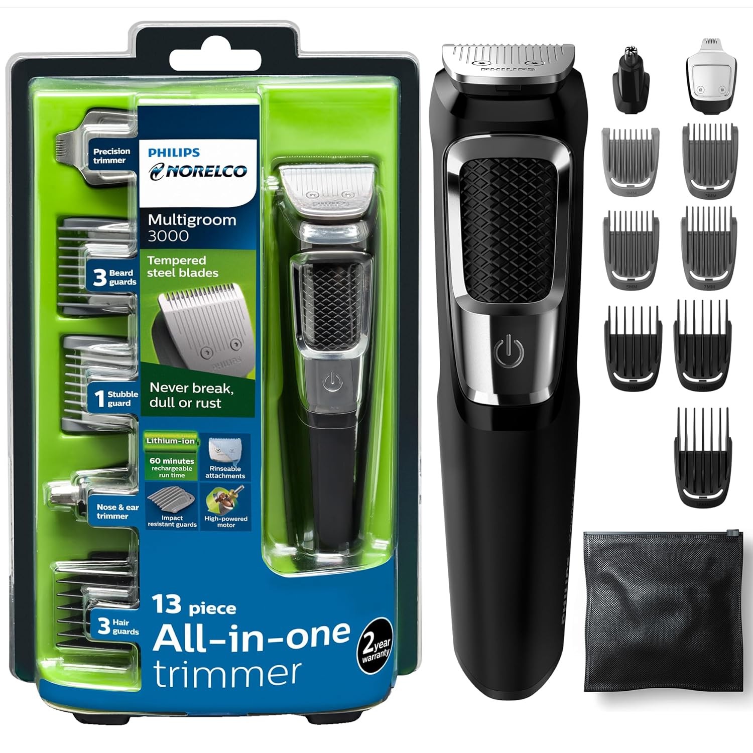 Philips Norelco 3000 13-in-1 Trimmer, Beard & Hair Clipper, MG3919/50