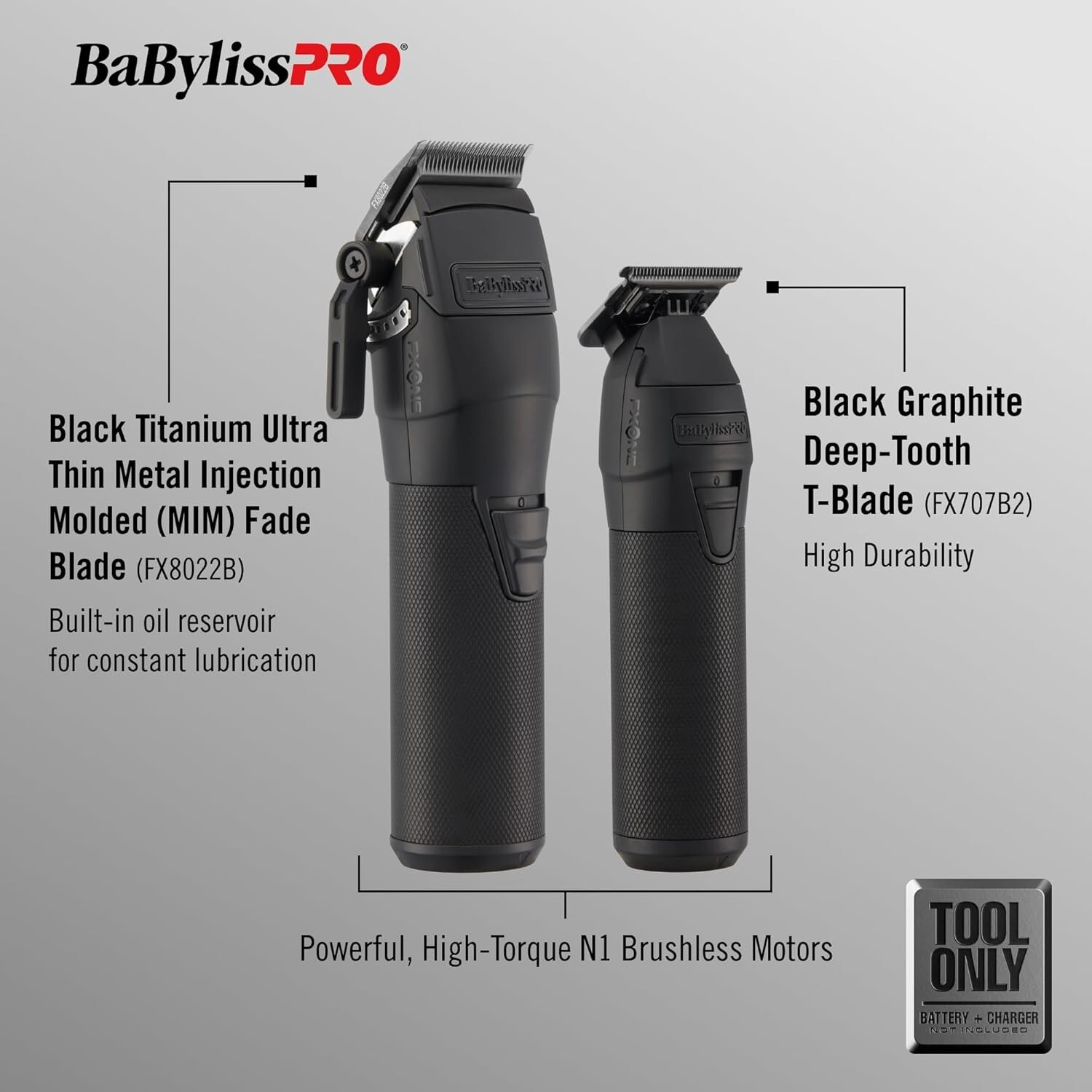 BaByliss PRO FXONE BlackFX Tool Only Hair Clipper & Hair Trimmer FX1CTMBTO