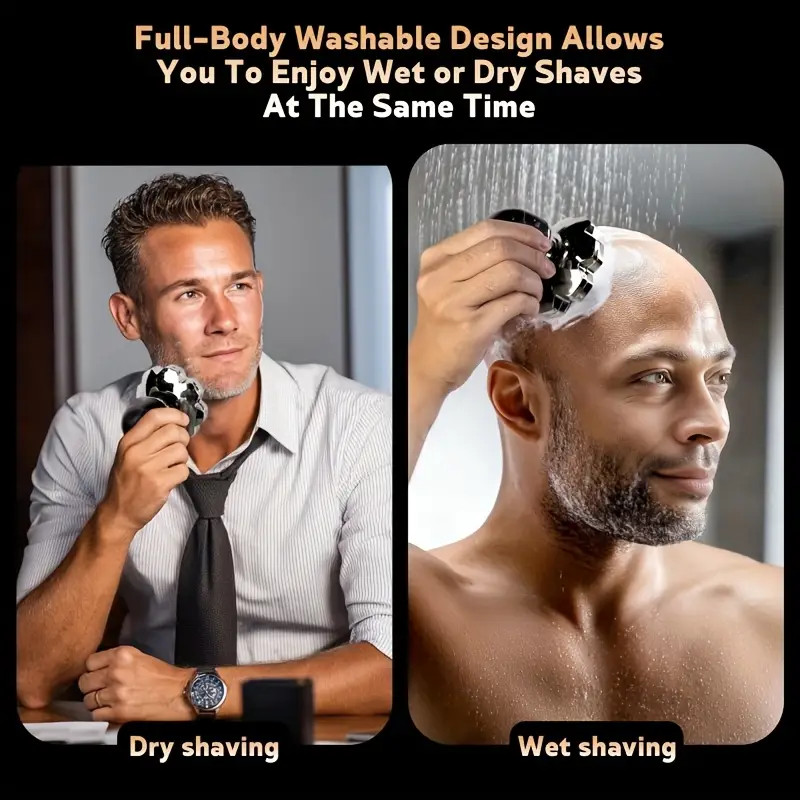 7D/9D Men’s Electric Head Shaver Wet/Dry Grooming Kit Bald Head Razor Rechargeab
