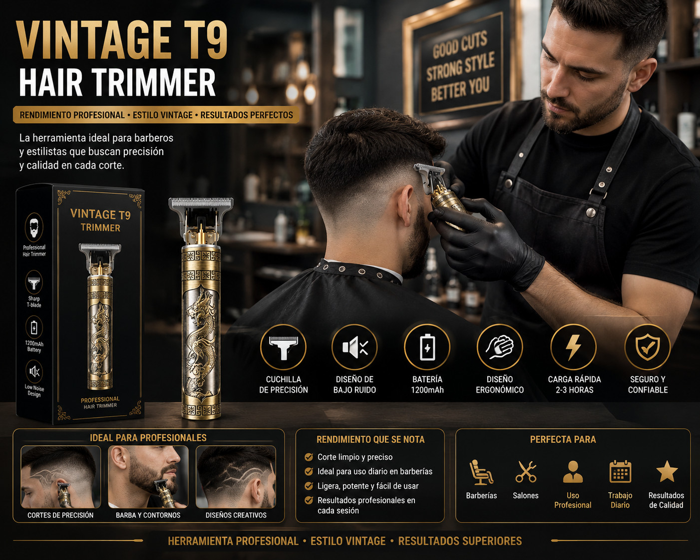 Vintage T9 Barbeador Dragon Beard Hair Trimmer Cutter Machine for Men