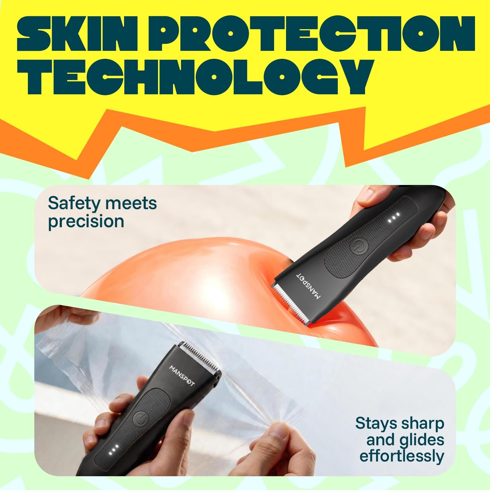 Electric Body Hair Trimmer for Men, Groin & Pubic Shaver, Waterproof Grooming To