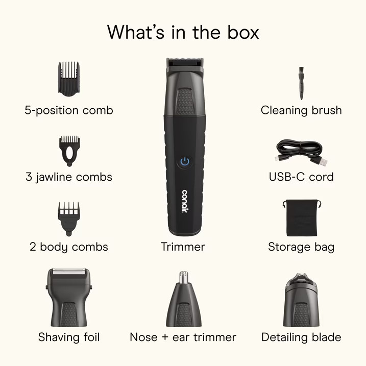 ConairMAN 14pc Waterproof Trimmer + FREE Scotch Porter Beard Wash Balm NEW