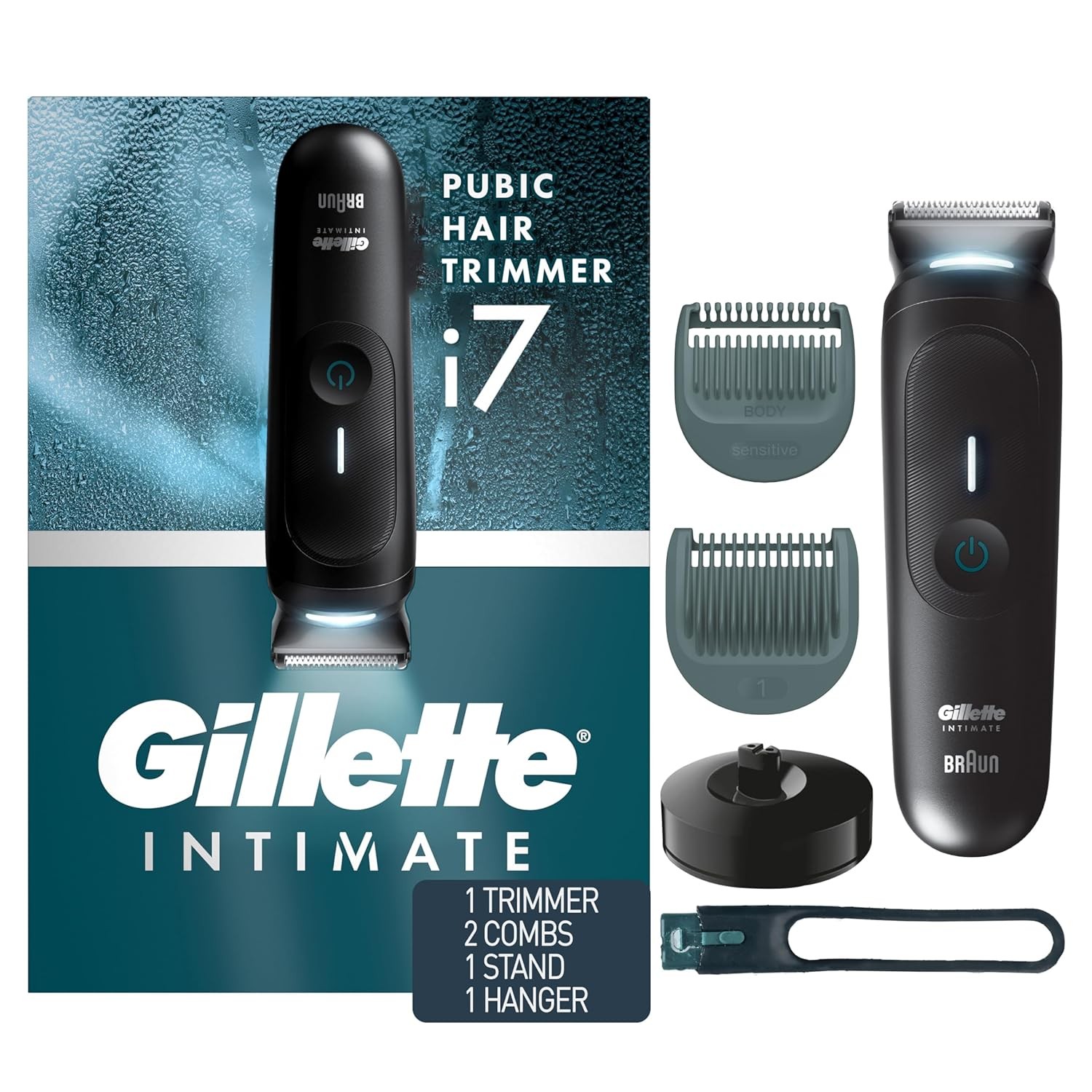 Gillette i7 Intimate Men’s Premium Pubic Hair Trimmer, Waterproof Body Trimmer