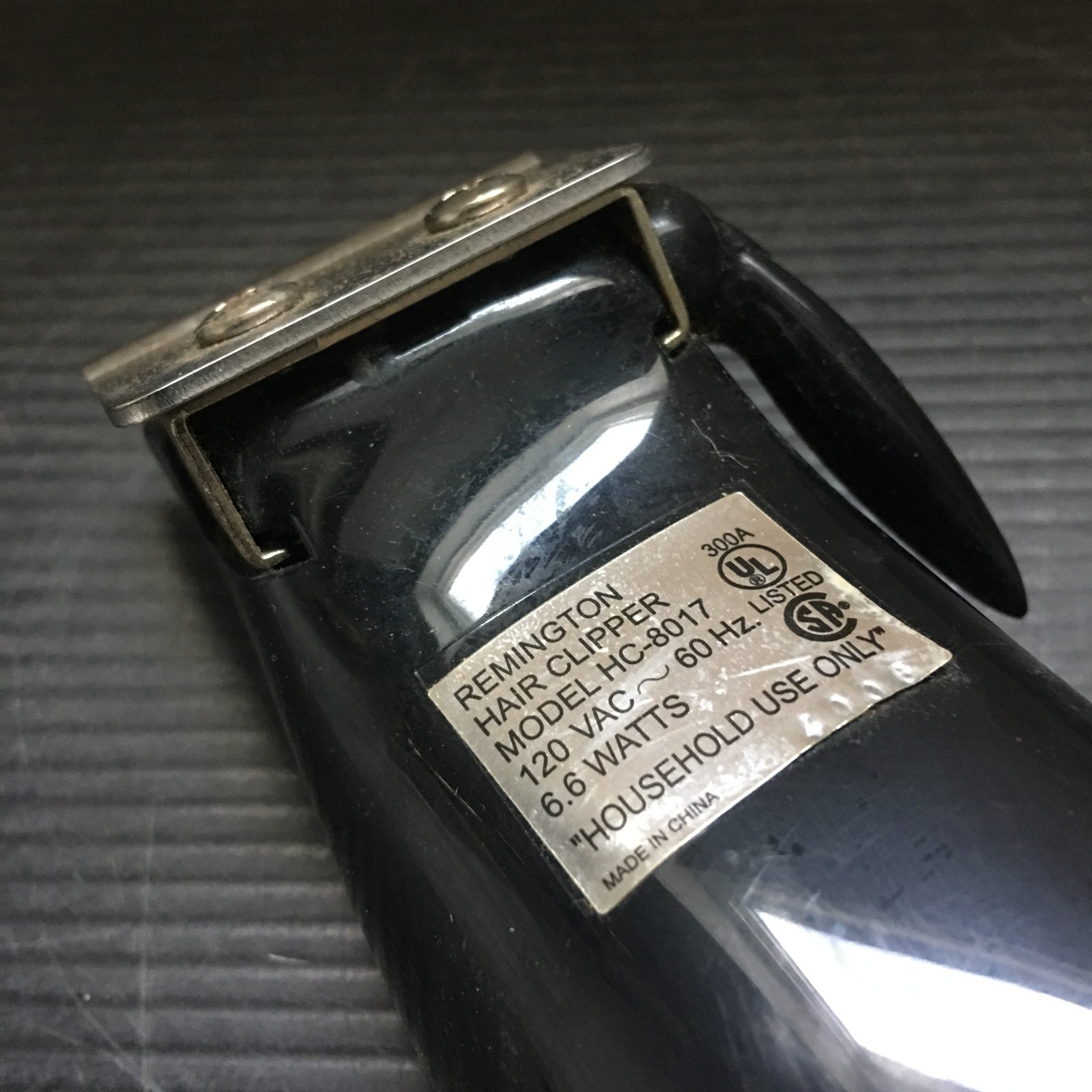 Remington HC-8017 Corded Hair Clipper, 120V Household Electric Trimmer Black