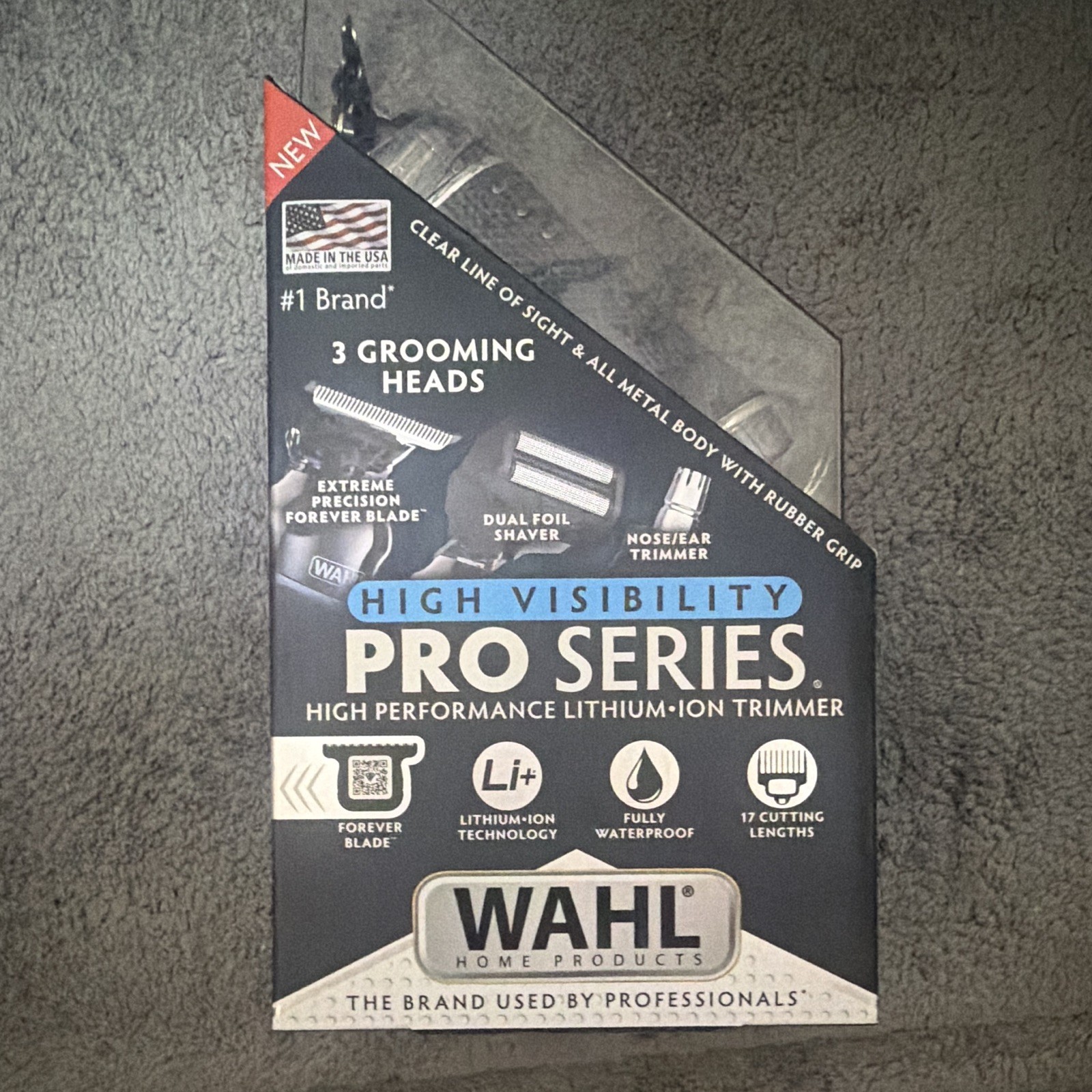 Wahl High Visibility Pro Series Lithium-Ion Trimmer 3 Heads 17 Lengths Nose/Ear