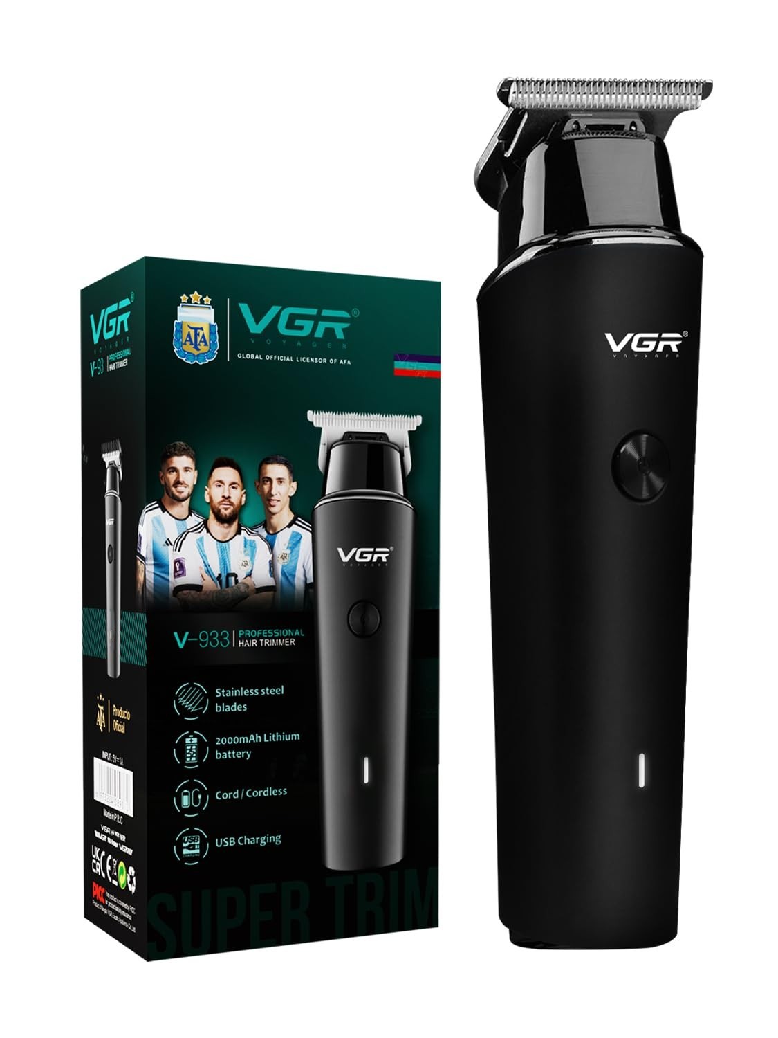 VGR V-933 Professional Corded & Cordless Hair Trimmer for Men,V-933,Black