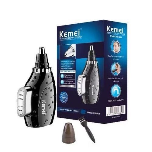 Kemei KM-664 Manually Nose Hair Trimmer, Washable, Blue/Silver, Unisex