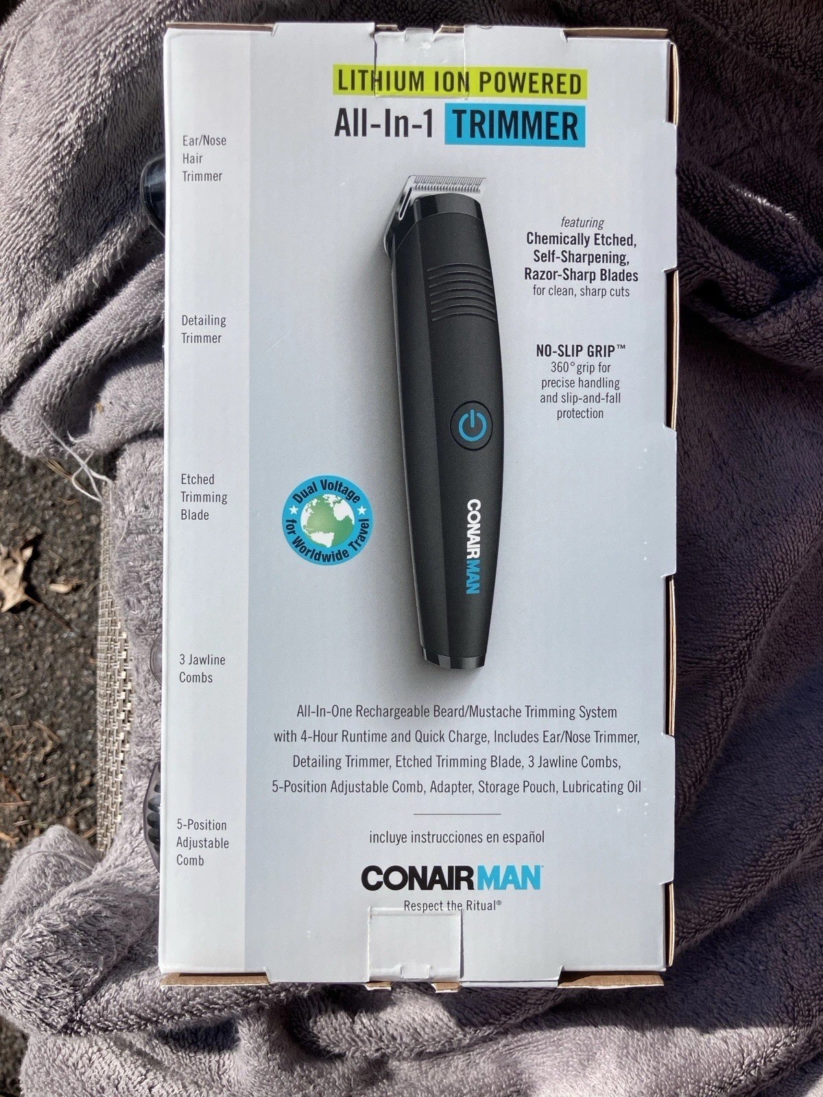 ConairMAN Lithium Ion All-In-1 Trimmer Black Cordless Self-Sharpening Blades