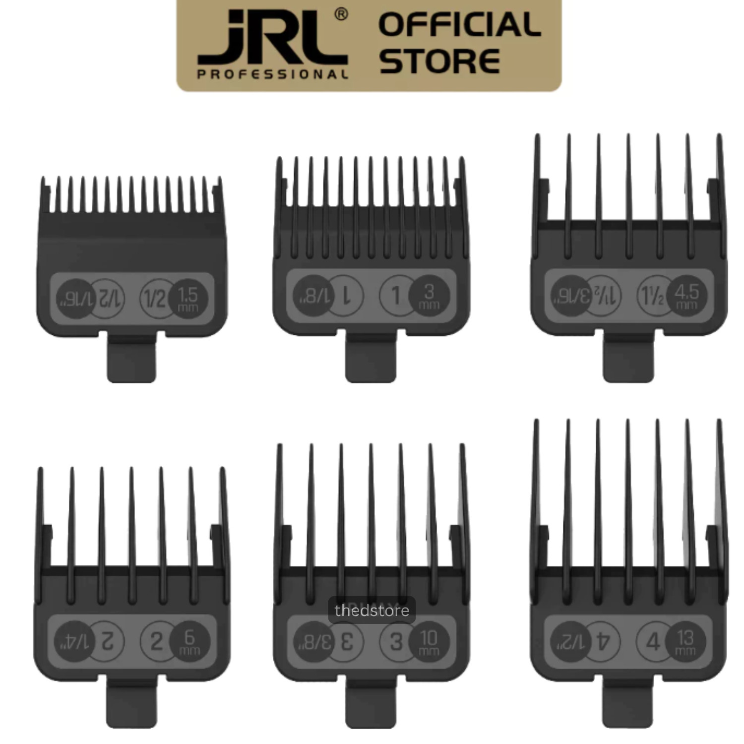 JRL Clipper Guards Set – 6 Premium Guide Combs for Hair Clippers (1.5mm to 13mm)