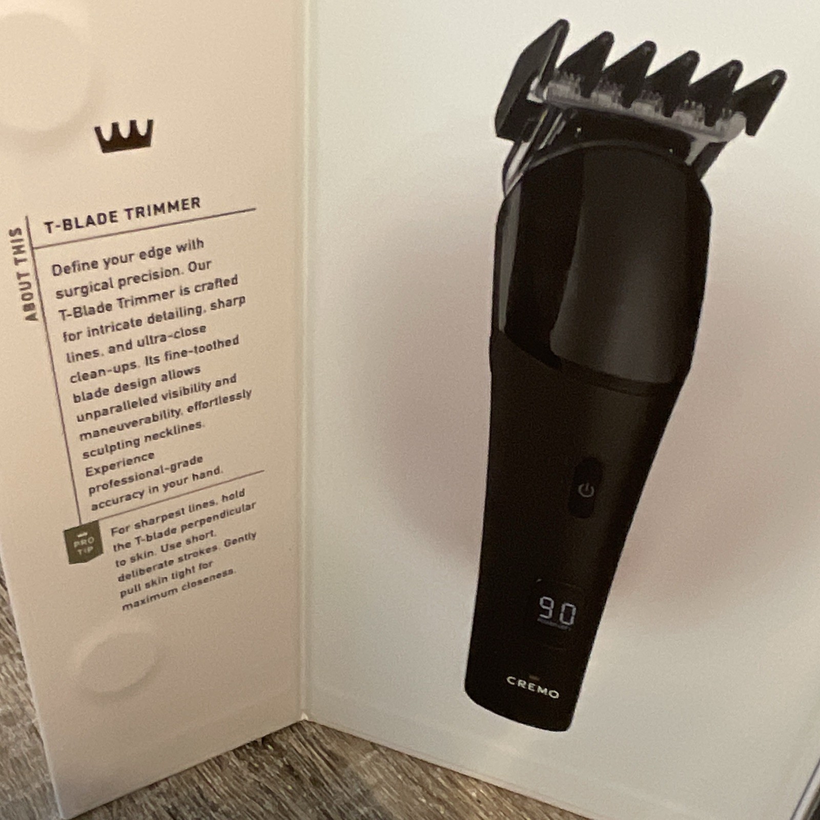 Cremo Ultra Sharp Definition T-Blade Trimmer Cordless USB-C w/ 3-12mm Combs