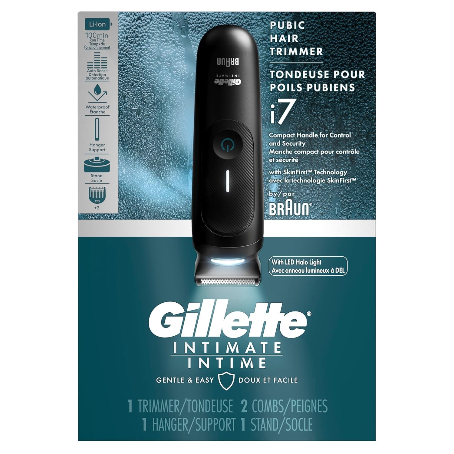 Gillette i7 Intimate Men’s Premium Pubic Hair Trimmer, Waterproof Body Trimmer
