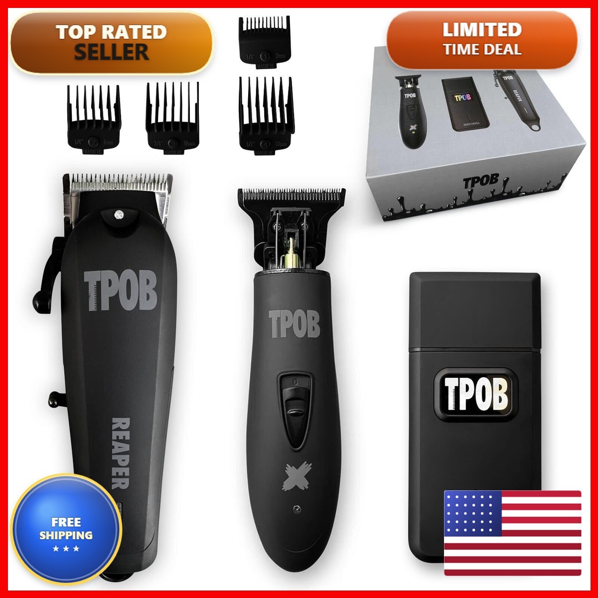 TPOB Slime 2 Barber Hair Clippers Trimmer Shaver Set Men Matte Case And X Fade