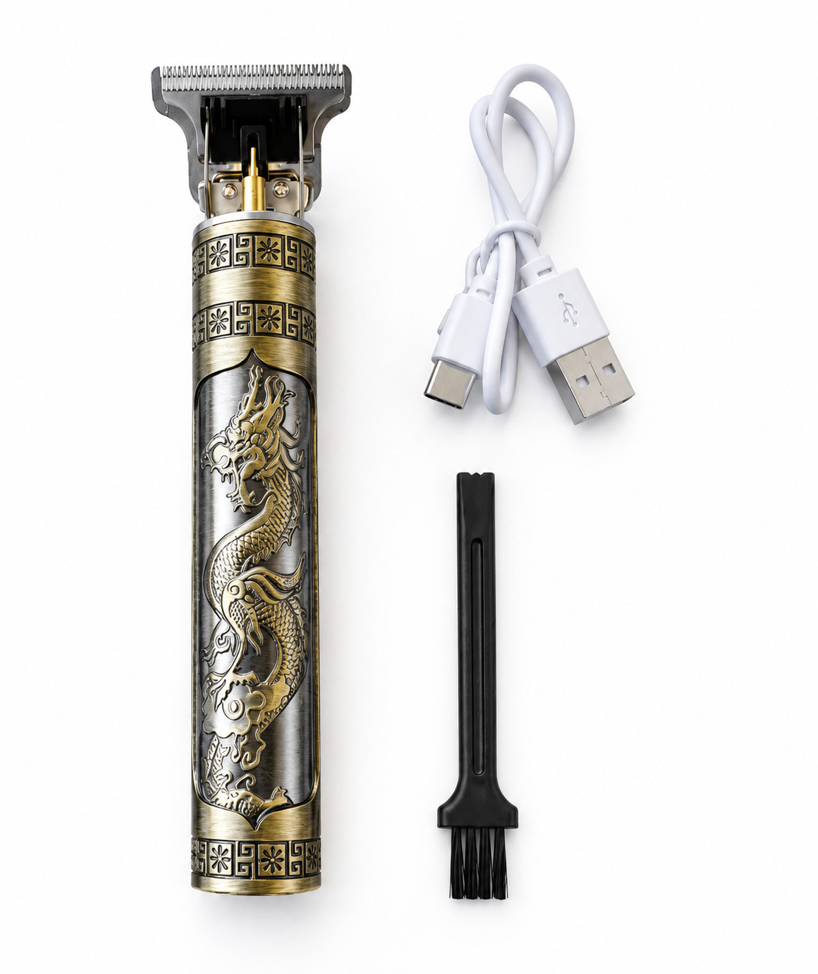 Vintage T9 Dragon Hair Trimmer Cordless Beard Clipper USB Rechargeable Men