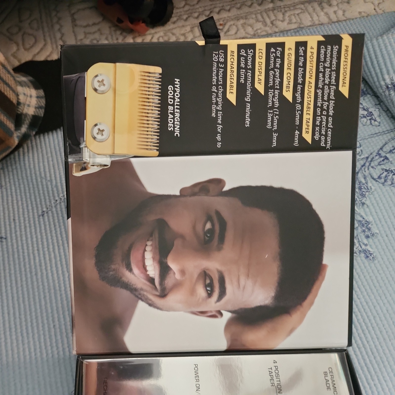 Cutting Edge Hair Clippers, Cordless Rechargeable Clipper for Men Gold & Black
