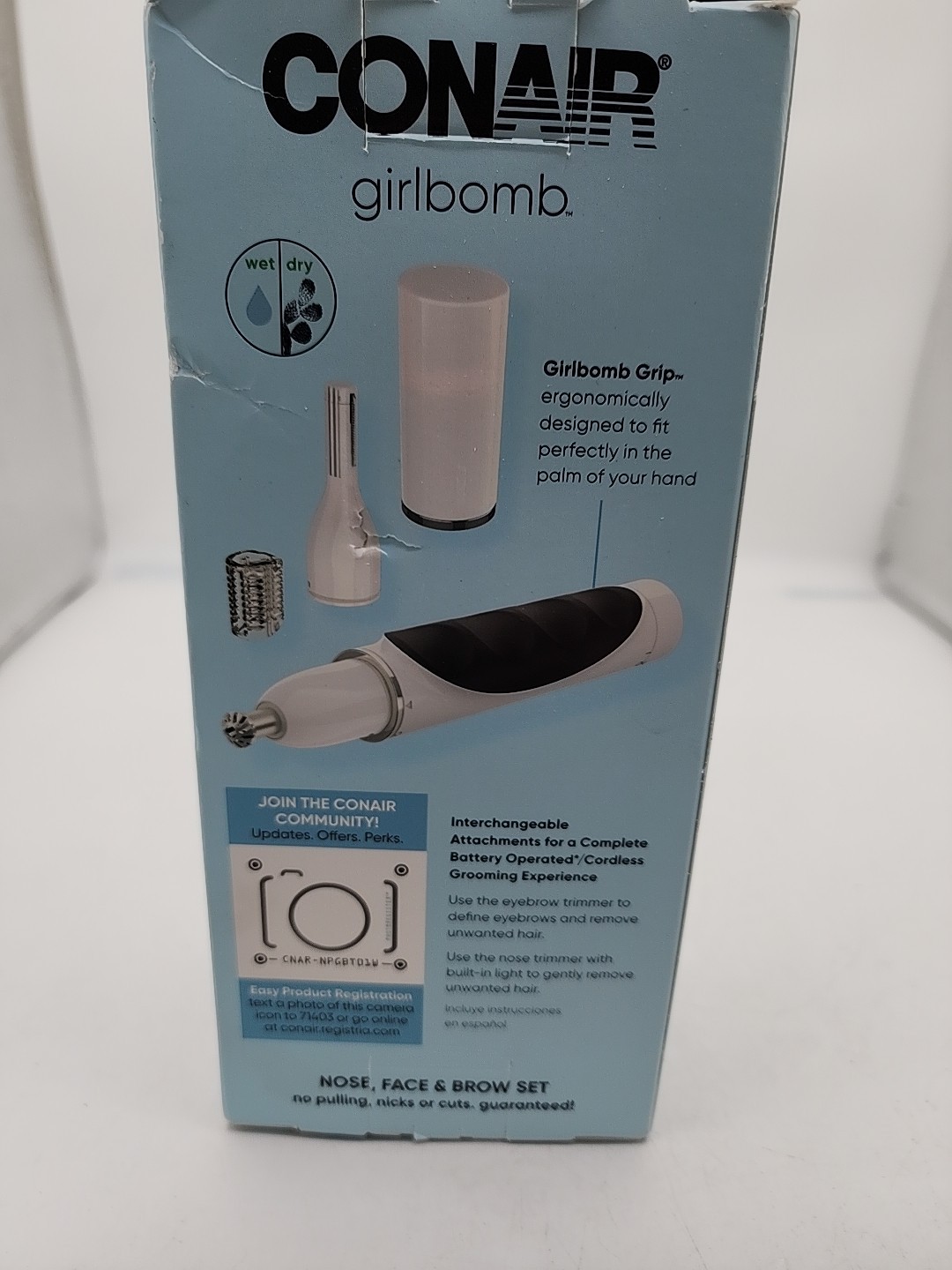Conair Girlbomb Nose, Face & Dual Blade Facial Eyebrow Hair Trimmer Set NEW
