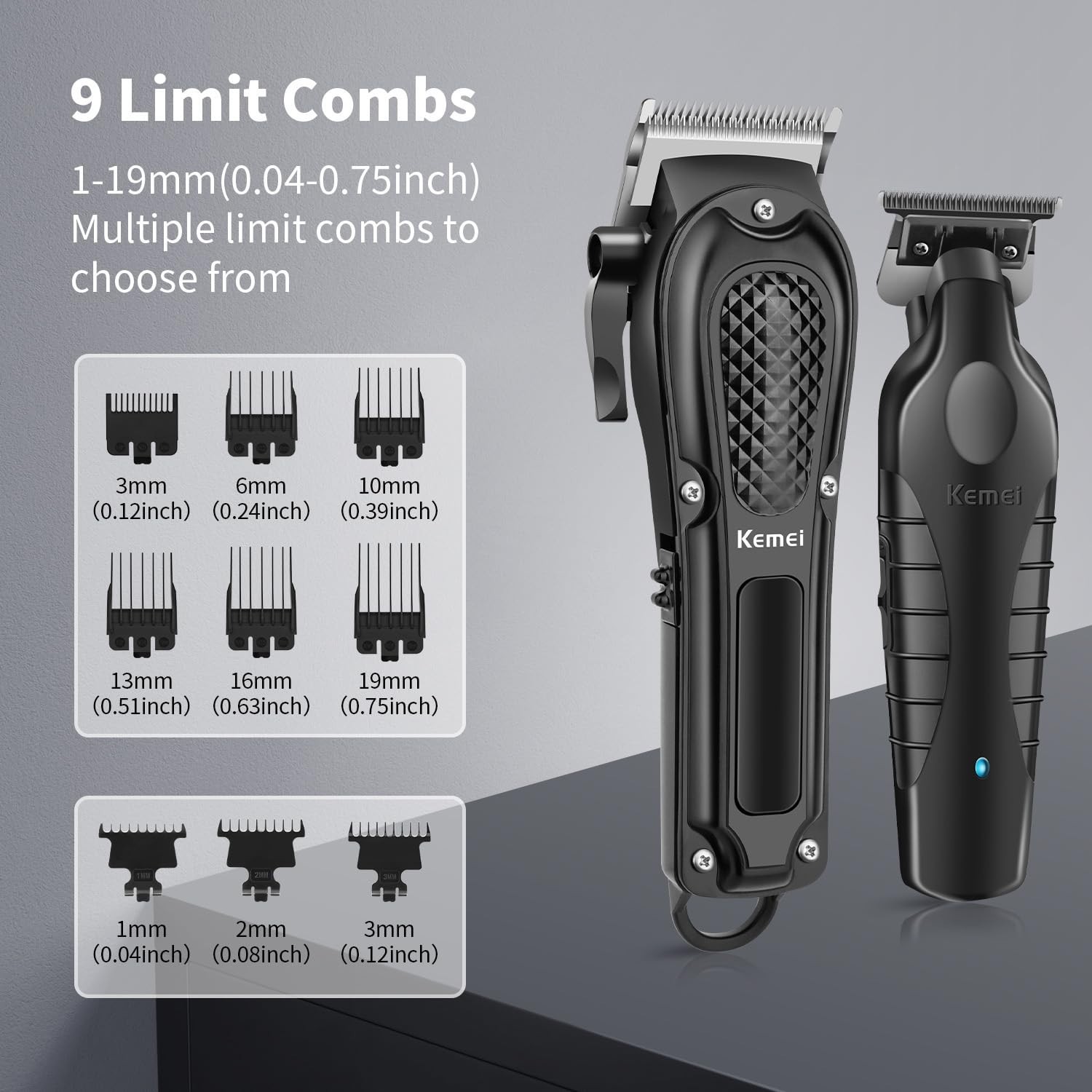 Professional Cordless Hair Clippers Set for Men, Rechargeable Trimmers Kit, Adju