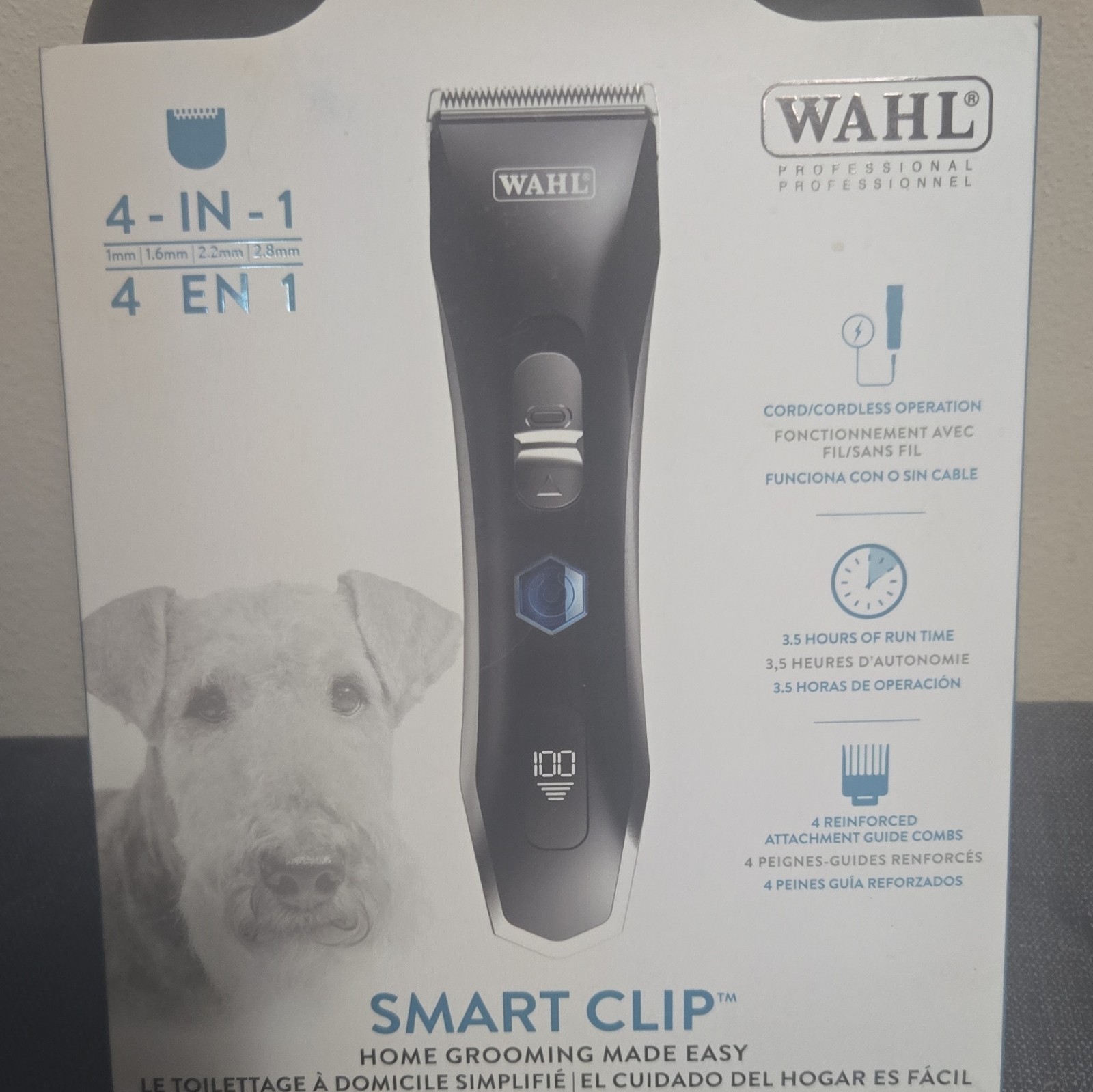 Wahl Smart Clip Corded/Cordless Rechargeable Clipper LCD 1-2.8mm Black