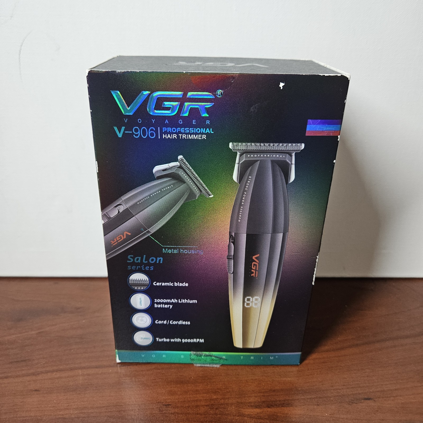 VGR Voyager V-906 Cordless Hair Trimmer USB Charging LED Display Black Gold