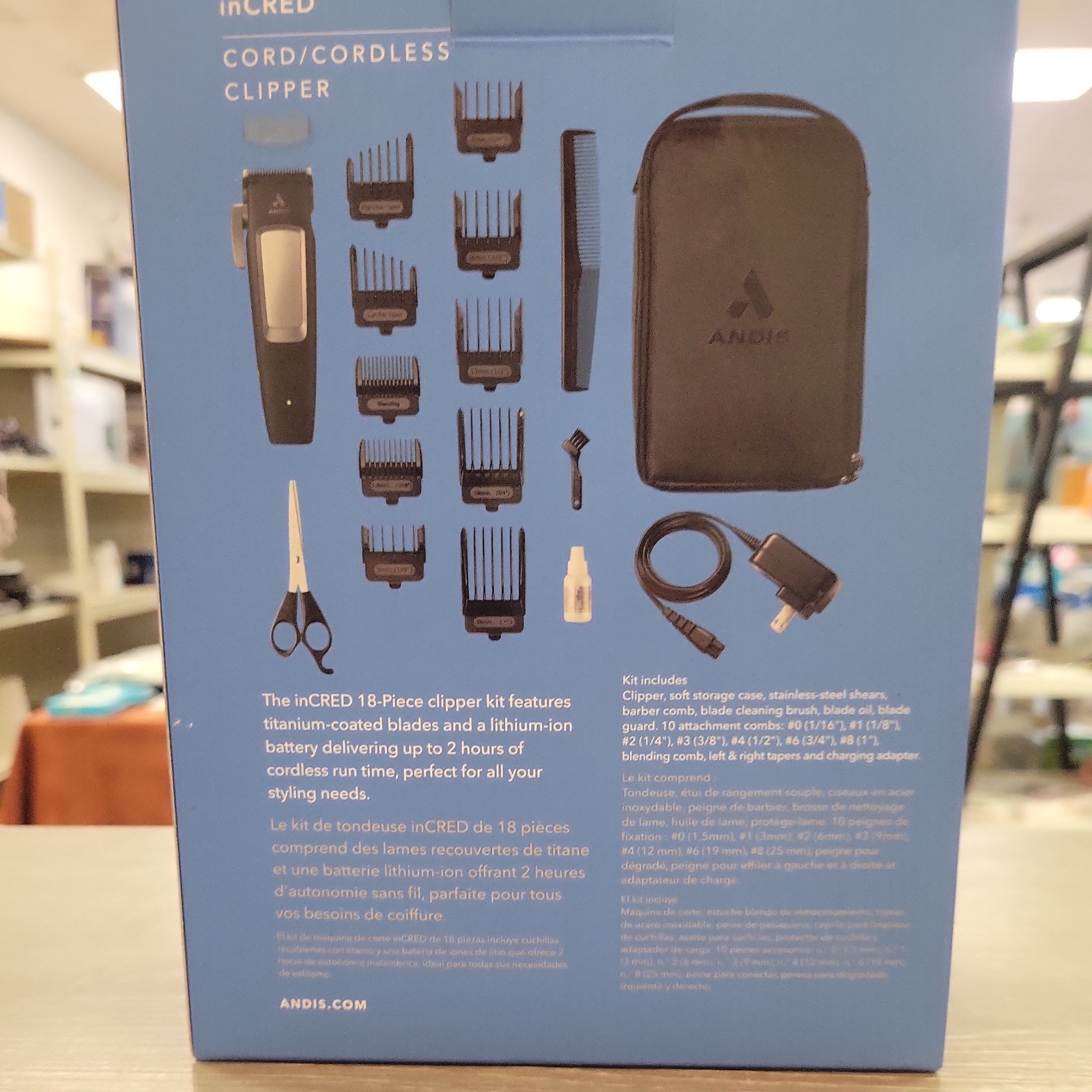 Andis inCRED Lithium-Ion Cordless Clipper 18pc Styling Kit Model CLC4 New