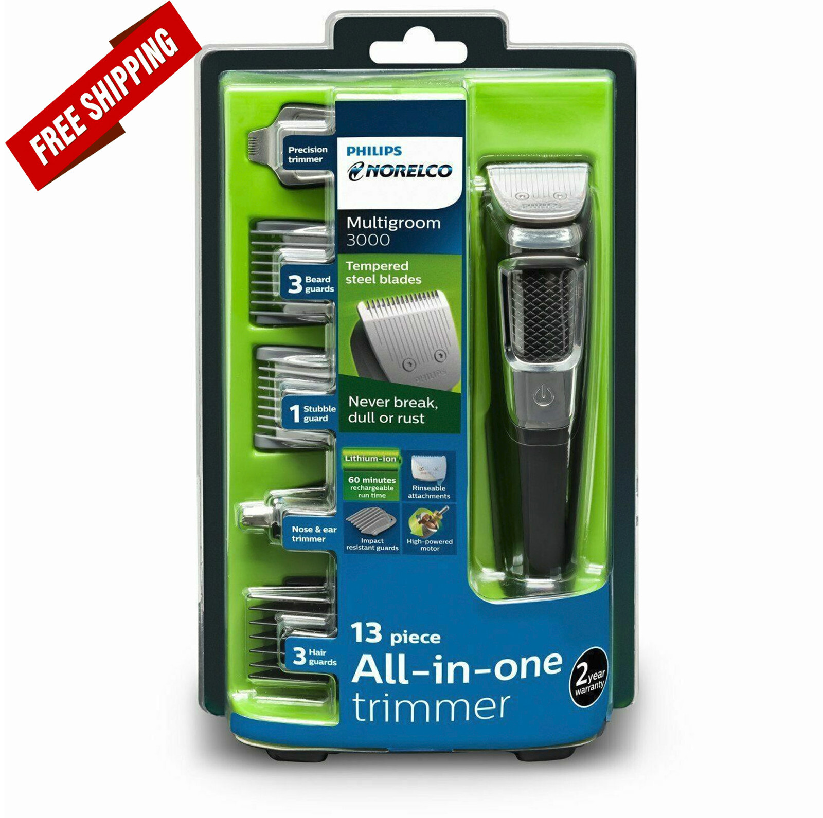 Philips Norelco Multigroom Hair Clipper Head Face Beard Nose Trimmer Electric*