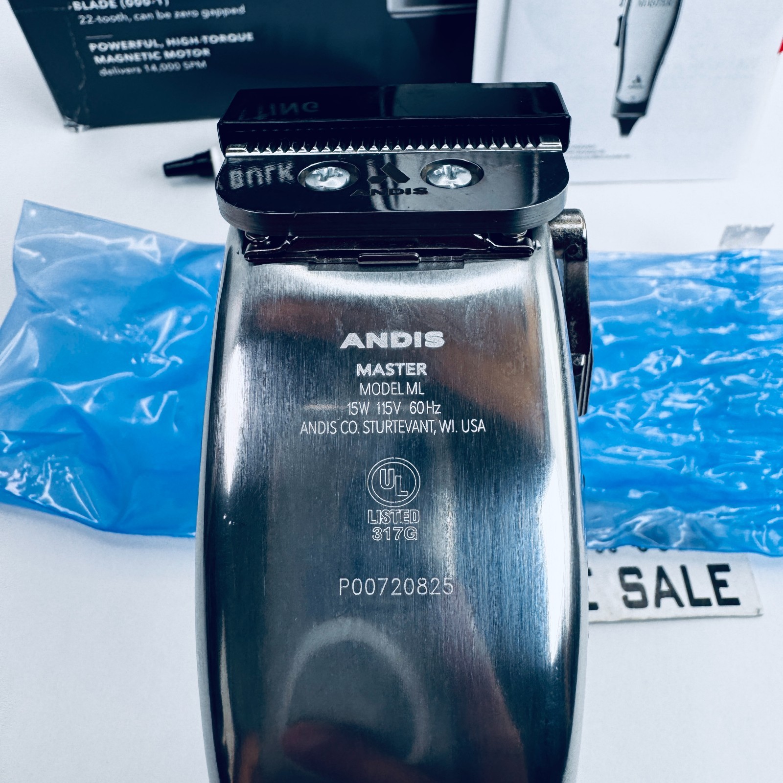 Andis 01815 Master Adjustable Blade Hair Clipper, 14000 SPM, Silver