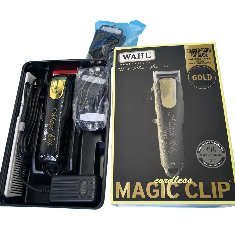 Wahl NEW Professional 5 Star Edition 8148-100 Gold Cordless Magic Clip Black NEW