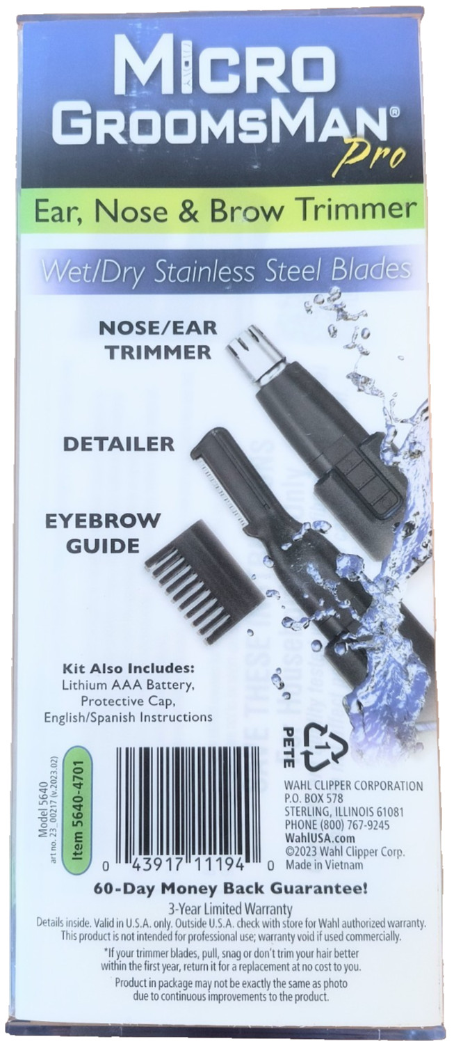 Wahl Groomsman Pro Wet / Dry Ear Nose Brow Trimmer Battery Powered Detailer 5640